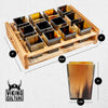 Viking Culture Horn Shot Glasses - Authentic Medieval and Nordic-Inspired Drinkware with Wooden Serving and Storage Tray - Handmade Drinking Set - Perfect for Parties, Collection and Gift - 12-Pack