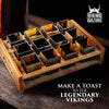 Viking Culture Horn Shot Glasses - Authentic Medieval and Nordic-Inspired Drinkware with Wooden Serving and Storage Tray - Handmade Drinking Set - Perfect for Parties, Collection and Gift - 12-Pack