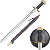 Viking Culture Blade for Cosplay - for LARP Play & Medieval Reenactments Vikings Age Middle Ages Arming - Black Wrapped Wood Single Handed Handle & Leather Belt Scabbard Sheath
