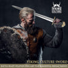 Viking Culture Blade for Cosplay - for LARP Play & Medieval Reenactments Vikings Age Middle Ages Arming - Black Wrapped Wood Single Handed Handle & Leather Belt Scabbard Sheath