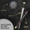 Viking Culture Blade for Cosplay - for LARP Play & Medieval Reenactments Vikings Age Middle Ages Arming - Black Wrapped Wood Single Handed Handle & Leather Belt Scabbard Sheath