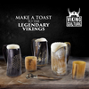 Viking Culture Ox Horn Mug, Shot Glass, and Bottle Opener (3 Pc. Set) 16-oz. Vintage Stein with Handle, Polished Finish Thors Hammer