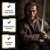 Viking Culture Blade for Cosplay - for LARP Play & Medieval Reenactments Vikings Age Middle Ages Arming - Black Wrapped Wood Single Handed Handle & Leather Belt Scabbard Sheath
