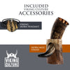 Viking Culture 12 oz. Viking Drinking Horn with Beer Opener, Stand, Viking Pendant and Vintage Burlap Bag, Natural Finished with Authentic Medieval Norse Style