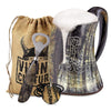 Viking Culture Ox Horn Mug, Norse Pendant, and Bottle Opener (3 Pc. Set) Authentic 32-oz. Ale, Mead, and Beer Tankard | Vintage Stein with Handle | - Natural Finish | Thors Hammer