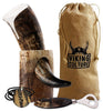Viking Culture 12 oz. Viking Drinking Horn with Beer Opener, Stand, Viking Pendant and Vintage Burlap Bag, Natural Finished with Authentic Medieval Norse Style