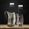 Viking Culture Ox Horn Mug, Norse Pendant, and Bottle Opener (3 Pc. Set) Authentic 32-oz. Ale, Mead, and Beer Tankard | Vintage Stein with Handle | - Natural Finish | The Jarl