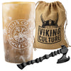 Viking Culture Horn Mead Cup - Authentic Medieval and Nordic-Inspired Drinking Vessel - Handmade Goblet for Wine, Beer, Ale - Safe and Unique Drink Tumbler Gift with Axe Bottle Opener and Burlap Bag - Polished Finish | Compass/Vegvisir