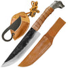 Viking Culture 2-Piece Viking knife Set - 10.3" Wolf-Head Viking Knife with 6.5" Blade & Leather Sheath - 3" Celtic Pocket Knife with Necklace Case - Sharp Hand-Forged Real Carbon Steel
