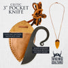Viking Culture 2-Piece Viking knife Set - 10.3" Wolf-Head Viking Knife with 6.5" Blade & Leather Sheath - 3" Celtic Pocket Knife with Necklace Case - Sharp Hand-Forged Real Carbon Steel