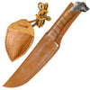 Viking Culture 2-Piece Viking knife Set - 10.3" Wolf-Head Viking Knife with 6.5" Blade & Leather Sheath - 3" Celtic Pocket Knife with Necklace Case - Sharp Hand-Forged Real Carbon Steel