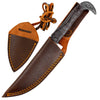 Viking Culture 2-Piece Viking Knife Set - 10.3" Raven-Head Viking Knife with 6.5" Blade & Leather Sheath - 3" Celtic Pocket Knife with Necklace Case - Sharp Hand-Forged Real Carbon Steel