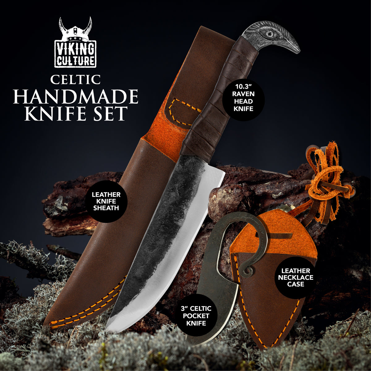 Viking Culture 2-Piece Viking Knife Set - 10.3 Raven-Head Viking Knif –  vikingculture