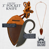 Viking Culture 2-Piece Viking Knife Set - 10.3" Raven-Head Viking Knife with 6.5" Blade & Leather Sheath - 3" Celtic Pocket Knife with Necklace Case - Sharp Hand-Forged Real Carbon Steel