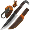 Viking Culture 2-Piece Viking Knife Set - 10.3" Raven-Head Viking Knife with 6.5" Blade & Leather Sheath - 3" Celtic Pocket Knife with Necklace Case - Sharp Hand-Forged Real Carbon Steel