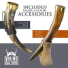Viking Culture 16 oz. Viking Horn Mug with Beer Opener, Stand, Genuine Leather Belt Holster and Vintage Burlap Bag, Polished Finished