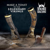 Viking Culture 16 oz. Viking Horn Mug with Beer Opener, Stand, Genuine Fur Belt Holster and Vintage Burlap Bag, Natural Finished