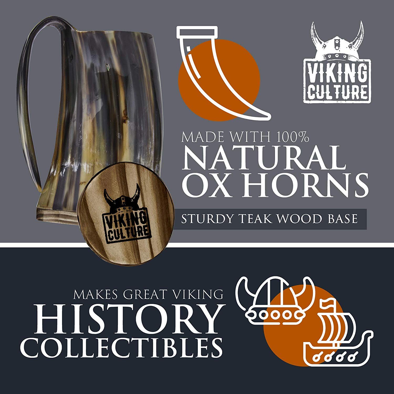 Viking Culture Ox Horn Mug, Norse Pendant, and Bottle Opener (3 Pc. Set) Authentic 32-oz. Ale, Mead, and Beer Tankard | Vintage Stein with Handle | - Polished Finish | Thors Hammer