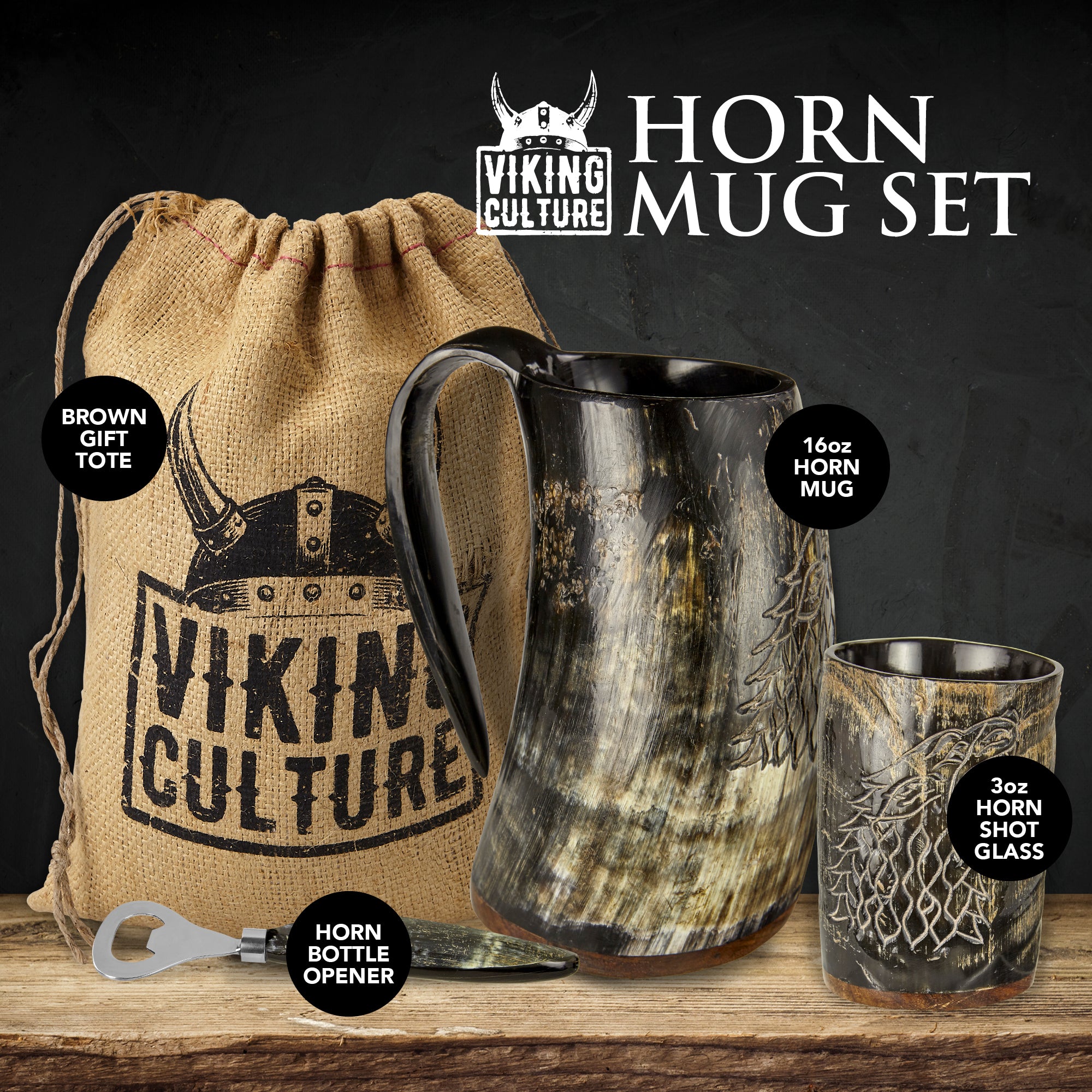 Viking Culture Ox Horn Mug, Norse Pendant, and Bottle Opener (3 Pc. Se –  vikingculture